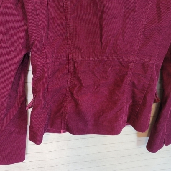 J.CREW PURPLE FUSCHIA CORDUROY LEATHER BUTTON BLAZER JACKET, SZ 6 - Picture 9 of 14